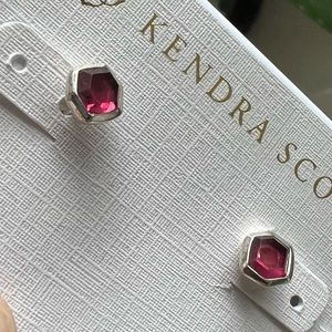 KS Davie Sterling Silver Stud Earrings in Garnet